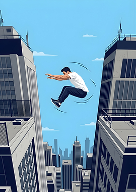 Man jumps between skyscrapers