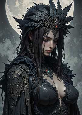 Gothic Queen with Moon Background