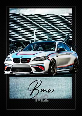 BMW M2 with M Stripes Carbon poster