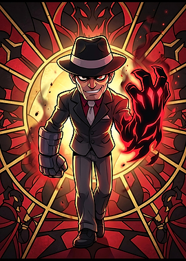 Cross from Brawlhalla: Stylized Digital Art Character Poster