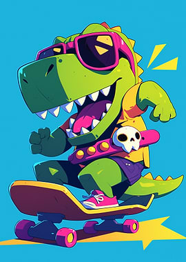 Cool Dinosaur Skateboarder