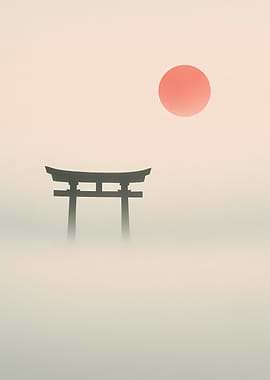 Misty Torii Gate at Sunrise