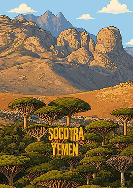 Pixel Art Socotra Yemen Landscape