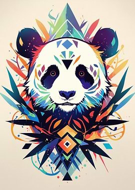 Geometric Panda Portrait
