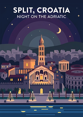 Split, Croatia Night on the Adriatic