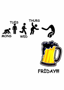 Funny Weekday Progression to Friday Beer