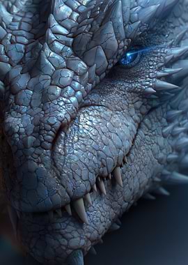 Close-up of a White Dragon's Face