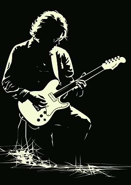 Guitarist Silhouette with Electric Guitar