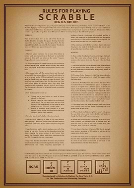 Vintage Scrabble Rules Poster