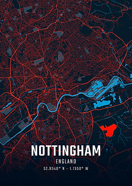 Nottingham England City Map
