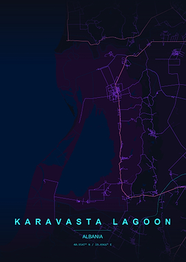 Karavasta Lagoon Neon Map