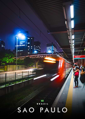 Sao Paulo Train Station at Night