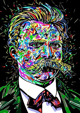 Colorful Portrait of a Man Nietzsche