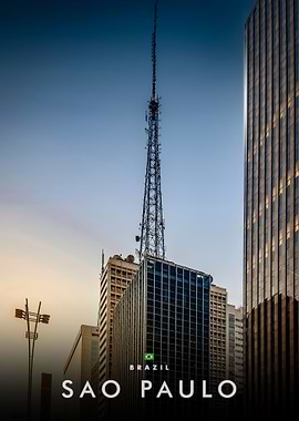 Sao Paulo cityscape with radio tower