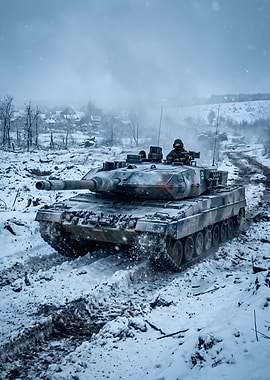 Leopard 2 Tank in Snowy Landscape