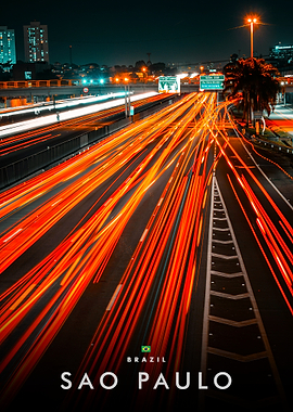 Sao Paulo Night Traffic Trails