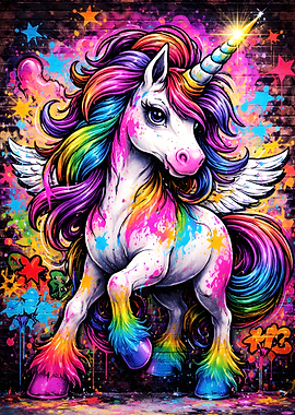 Rainbow Unicorn Graffiti Art