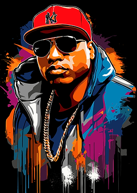 Rapper in Red Cap and Sunglasses