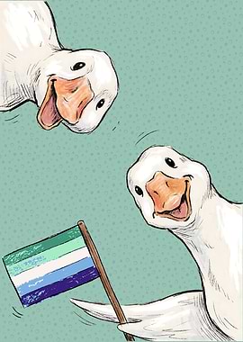 Happy Gay Male Goose Couple