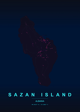 Sazan Island Map