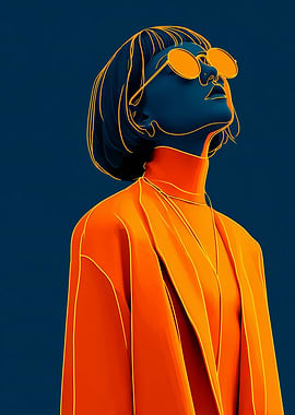 Woman in Orange Outfit and Sunglasses