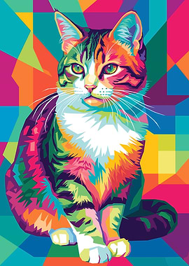 Colorful Cat Portrait