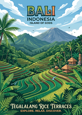 Bali Tegallalang Rice Terraces Travel Poster