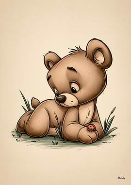 Cute Baby Bear Scandinavian Nursery Animal Illustration