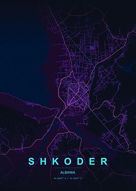 Shkoder Albania Map Art