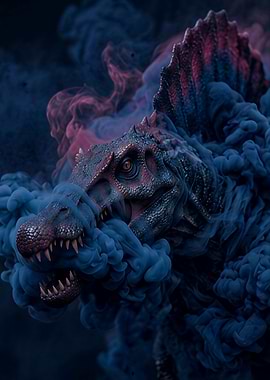 Spinosaurus Emerging from Smoke