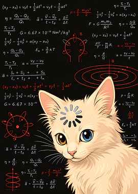 Cat with Physics Formulas