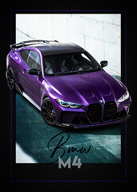 Purple BMW M4 Coupe Carbon Poster