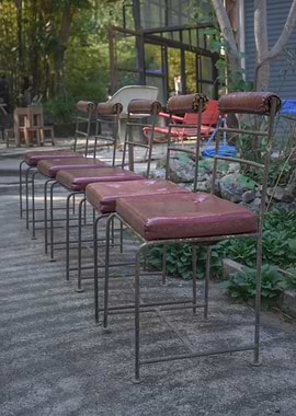 Row of vintage bar stools