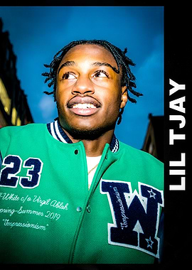 Lil Tjay in Green Varsity Jacket