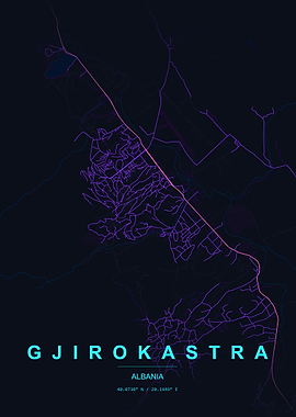 Gjirokastra Albania Map Art