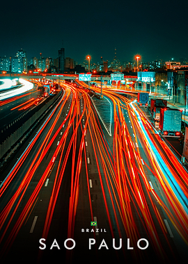 Sao Paulo Night Traffic Trails