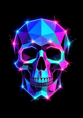 Geometric Neon Skull