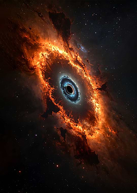 Black Hole with Fiery Nebula