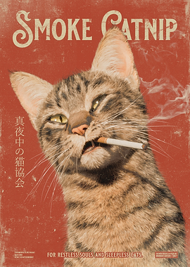 Smoke Catnip — Vintage Rebel Cat Poster