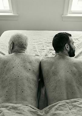 Two Shirtless Men On Bed