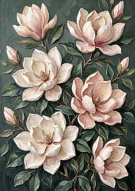 Soft Magnolia Impasto Painting