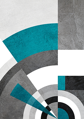 Abstract Geometric Teal and Gray Design