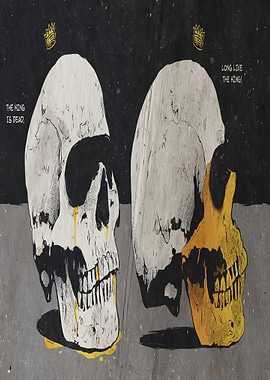 Two Skulls with Crowns and Text