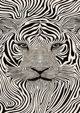 Tiger Face Line Art