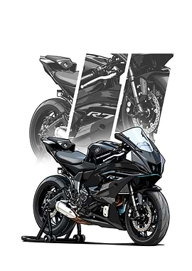 Black Yamaha R7 Motorcycle Illustration