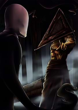 Slenderman vs Pyramid Head Silent hill Game Poster