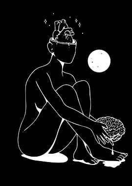Abstract Human Figure with Heart and Brain