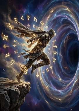 Fantasy Warrior in Cosmic Vortex