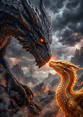 Two Dragons Facing Each Other