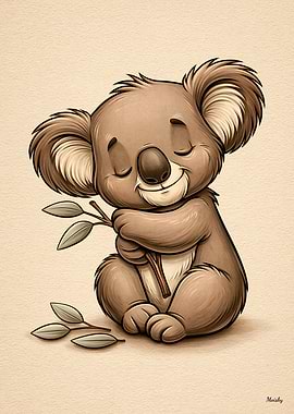 Cute Baby Koala Scandinavian Nursery Animal Illustration